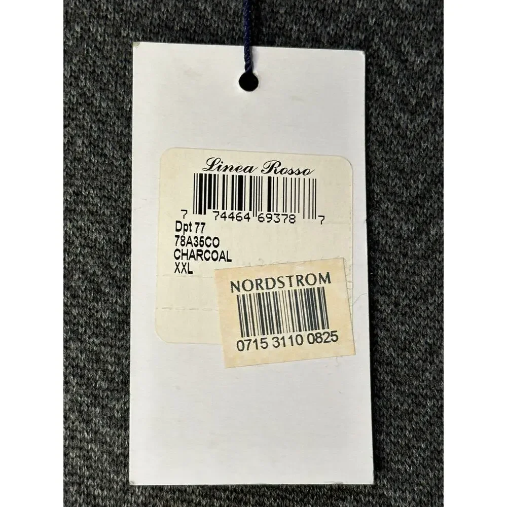 Linea Rosso Nordstrom Men's Charcoal Merino Wool Sweater Size XXL New w/ Tags